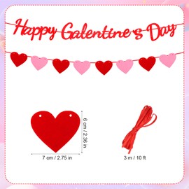 Happy Galentine's Day Banner Set, Rojo Rosa Guirnalda de Corazón Banner de Galentine Decoración Corazón Accesorios para Fotos para Niñas Favores de Fiesta Decoración Temática Galentines