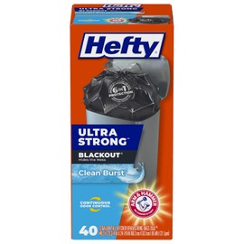 Hefty Bolsas de basura ultra fuertes de 13 galones, bolsas de basura negras altas para cocina, tamaño de 13 galones, caja con cordón resistente a la rotura, control continuo de olores, opacidad, aroma