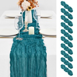 10 Pack Teal Table Runner 10Ft Cheesecloth Table Runner Boho Gauze Cheese Cloth Table Runners Romantic Turquoise Table Runners for Wedding Party Bridal Shower