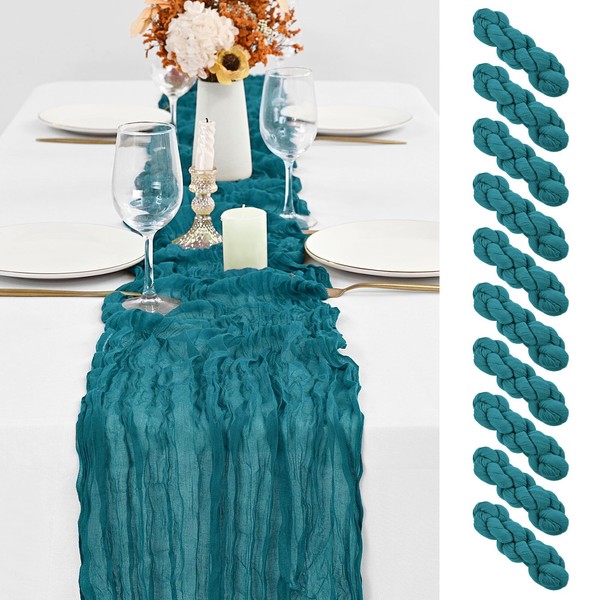 10 Pack Teal Table Runner 10Ft Cheesecloth Table Runner Boho