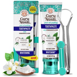 GuruNanda Non Fluoride, Hydroxyapatite, Whitening Toothpaste - Freshens Breath, Fights Plaque - CocoMint Jasmine Neem, 4.2oz:_1 Pack