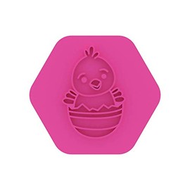 LissieLou Mini Easter Chick in Egg Cookie Stamp Easter Icing Fondant Embosser - Light Pink