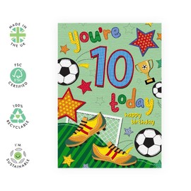 Central 23 Boys 10th Birthday Card - Football Age 10 - Ten Year Old Son Birthday Card - Happy 10th Birthday Card for Kids - Gifts for Him - Grandson Godson