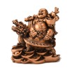 BRASSTAR 4.5in(H) Resin Laughing Buddha on Dragon Turtle Figurine Wealth