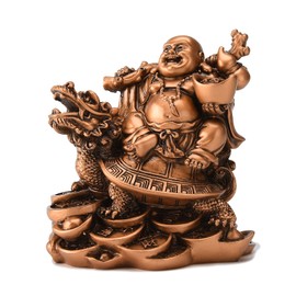 BRASSTAR 4.5in(H) Resin Laughing Buddha on Dragon Turtle Figurine Wealth Good Fortune Health Buddha Statue for Home Office Decor TQGJPT500