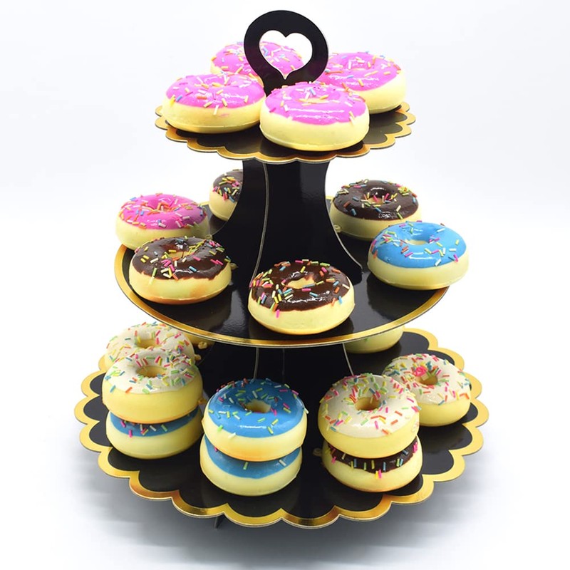 Tumtanm 3-Tier Cardboard Cupcake Stand, Disposable Cupcake Display Tower Stand