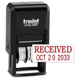 Trodat 4850 Date Stamp with Received, Self Inking Stamp - Red Ink