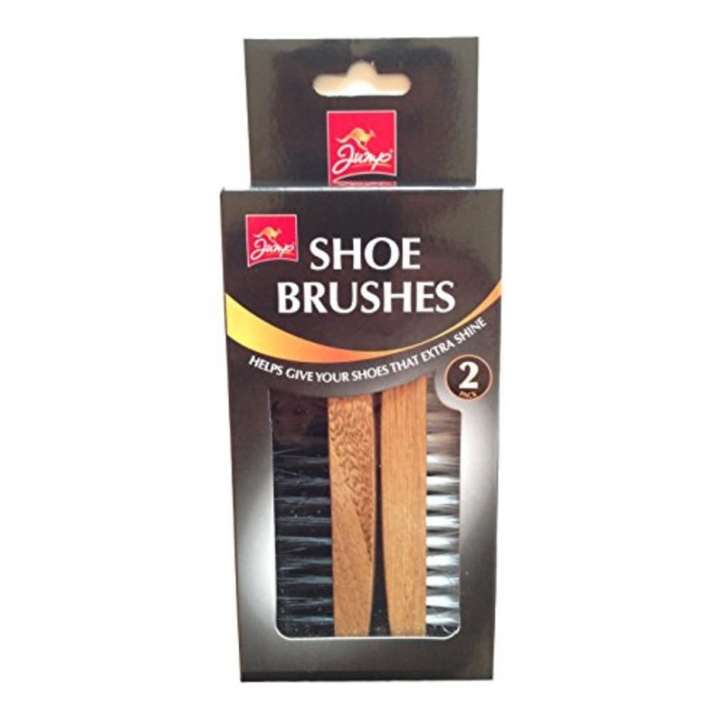 Jump Shoe Polishing Brushes 2 Pieces Pack Set, Black, NA