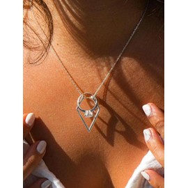 ALRNBY Ring Holder Necklace for Women Engagement Ring Keeper Pendant Necklace Stainless Steel Jewelry Gift(Silver)