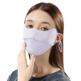 KUKASEN Reusable UV Face Mask Sun Protection UPF 50+, Ice Silk Cooling Breathable Face Cover for Running, Cycling, Washable