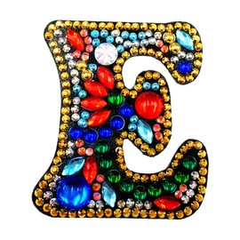 MEDOYOH DIY Letters "E" Diamond Painting Key Chains, Double-Sided Retro DIY Diamond Painting Kits Keychain, DIY Letters Art Craft Crystal Diamond Keyring Kits for Key Chain Pendant Bag Decor Brooch