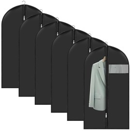 6 Pezzi Copriabiti Antipolvere 60 X 100 cm, Copri Abiti Custodie Abiti con Finestra Trasparente, Porta Abiti Antipolvere per Abiti con Cerniera, per Smoking Custodia Abiti Giacche Gonne e Camicie