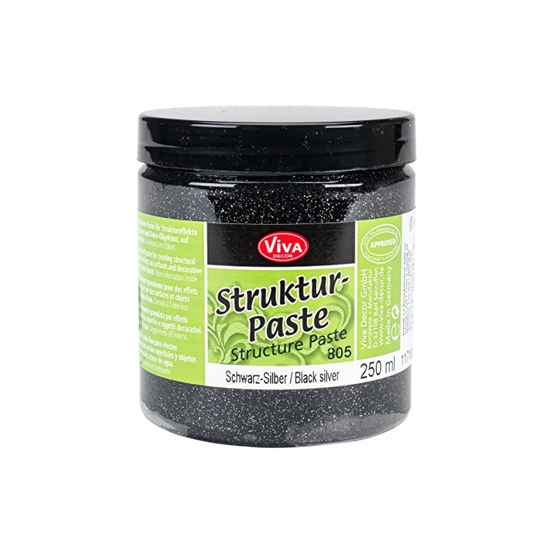 Viva Decor Structure Paste 8.45 oz. Black Silver, Acrylic, Multicoloured,