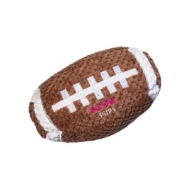 Glow Pups Football Dog Toy with Squeaker, Durable Plush Football Toy for Dogs, Interactive Play, Large 7.5" x 4.5", Brown and White Plush Style for Medium to Large Breeds