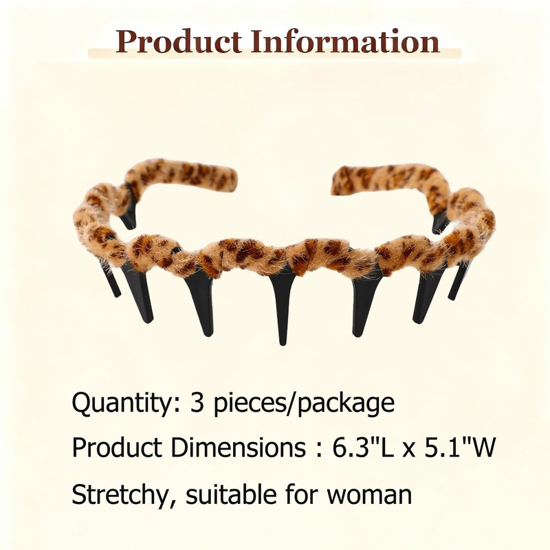 3PCS Retro High Skull Headband, Zigzag Headbands for Women, Wedding