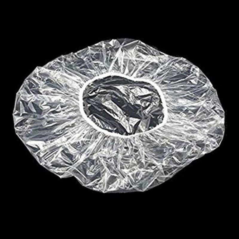 Disposable Shower Caps, Transparent, Pack of 100, Plastic Shower Caps,