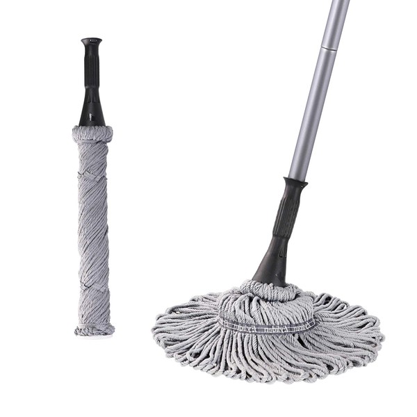 CLEANHOME Mop, Floor Mop, Cleaning Mop, Flooring, Water Absorbing Mop with Squeezer, For Household Use, Won't Bend Your Waist, Keeps Your Hands Dirty, Can Be Used For Wet & Dry Use, Cleaning Supplies,