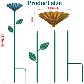 2 Packaged Bee Watering Stations, Garden Bee Bathtubs, Metal Bee Water Replenishers, Floral Designs, Outdoor Garden Courtyard Decorative Colorful Butterfly Bee Bath Bowls(Blue,Yellow)