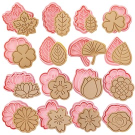 Set of 16 3D Flowers and Leaves Cookie Cutters, Flowers and Leaves Cookie Cutters Set, Flowers and Leaves Cookie Cutter for Flowers and Leaves Decoration, Cookie Cutters, Fondant Accessories, Baking
