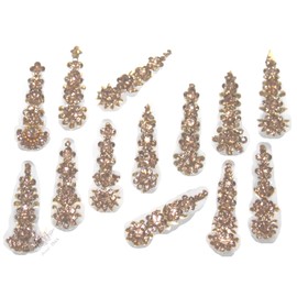 13 Bindi Box Long Crystal Bindis Bridal face Jewels Forehead Tika | wedding makeup party event body art temporary tattoo Indian Bindi for women Crystal Long Bindi (Golden)