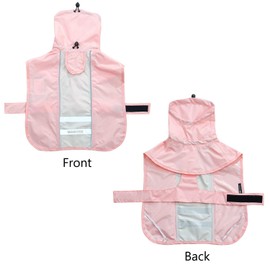 MAMORE Waterproof Dog Raincoat, Lightweight Rain Jacket with Reflective Strip, Adjustable Pet Clothes with Harness Hole for Dogs (Pink&White, XL)