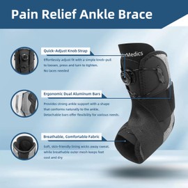 LedoTorMedics Ankle Brace for Sprained Ankle, Adjustable Ankle Stabilizer Brace for Men Women, Ankle Support for Achilles, Tendon, Sprain, Injury Recovery, Foot Brace for Basketball Volleyball(Large)