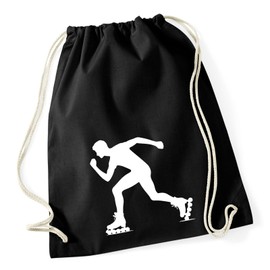 Huuraa Gym Bag Inline Skating Silhouette Gift 12 Litres Black Cotton Inline Skating Present