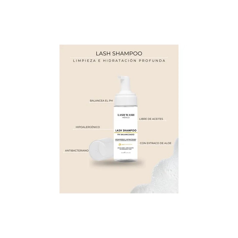 Lash Shampoo 50ml Hipoalergénico Con Aloe Limpieza Pestañas