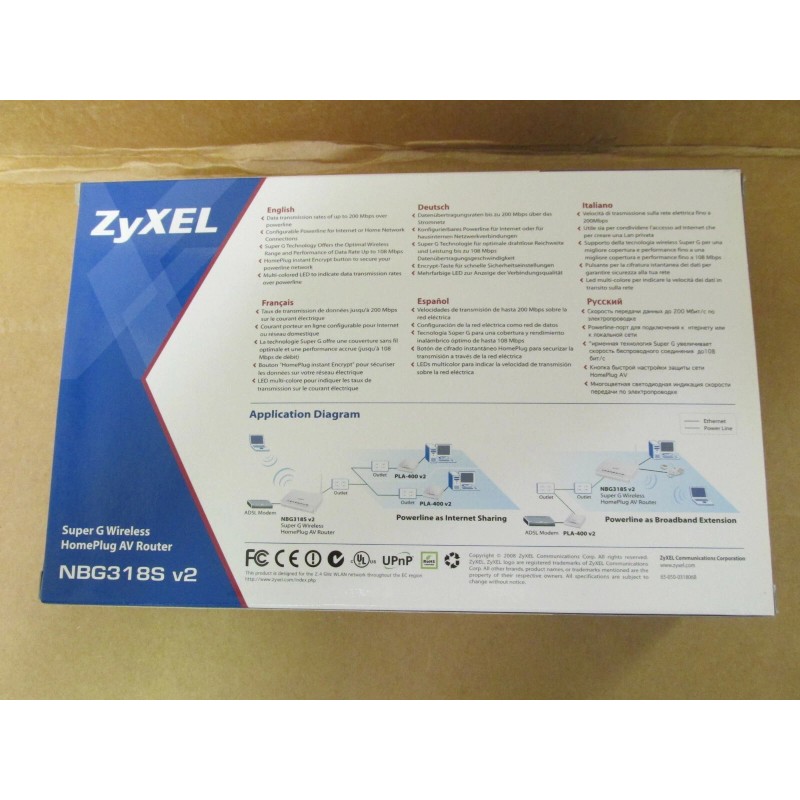 ZyXEL GATEWAY NBG318S v2 SUPER G WIRELESS HOMEPLUG AV ROUTER