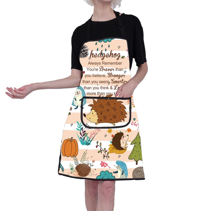 BNQL Hedgehog Apron with Pockets - Funny Kitchen Apron Gift