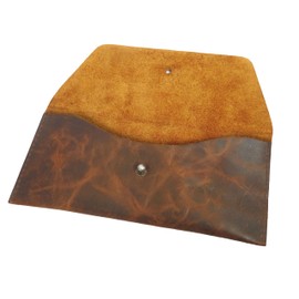 Succor - Sobres de piel genuino para hombre, bolsa de dinero, sobre reutilizable, portafolios de embrague retro, para hombres y mujeres, color café