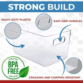 Clear Storage Bins with Lids, Stackable Pantry Organizers and Storage Plastic Containers, Fridge Organizer Bins Kitchen Cabinet Organizer Bin for Organizing Refrigerator Organization