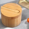 DECHOUS Salt Box with Magnetic Closure Lid Round Seasoning Container