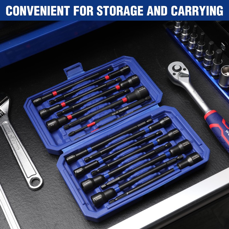 WORKPRO 16-Piece Magnetic Nut Driver Set and Bit, 6" Long