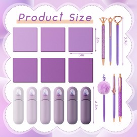 Sayglossy 18 Pcs Aesthetic School Supplies Christmas Purple Gifts Set for Women Self Sticky Notes Black Ink Ballpoint Pens Correction Tape for Office Stationery Holiday Cute Desk Accessories
