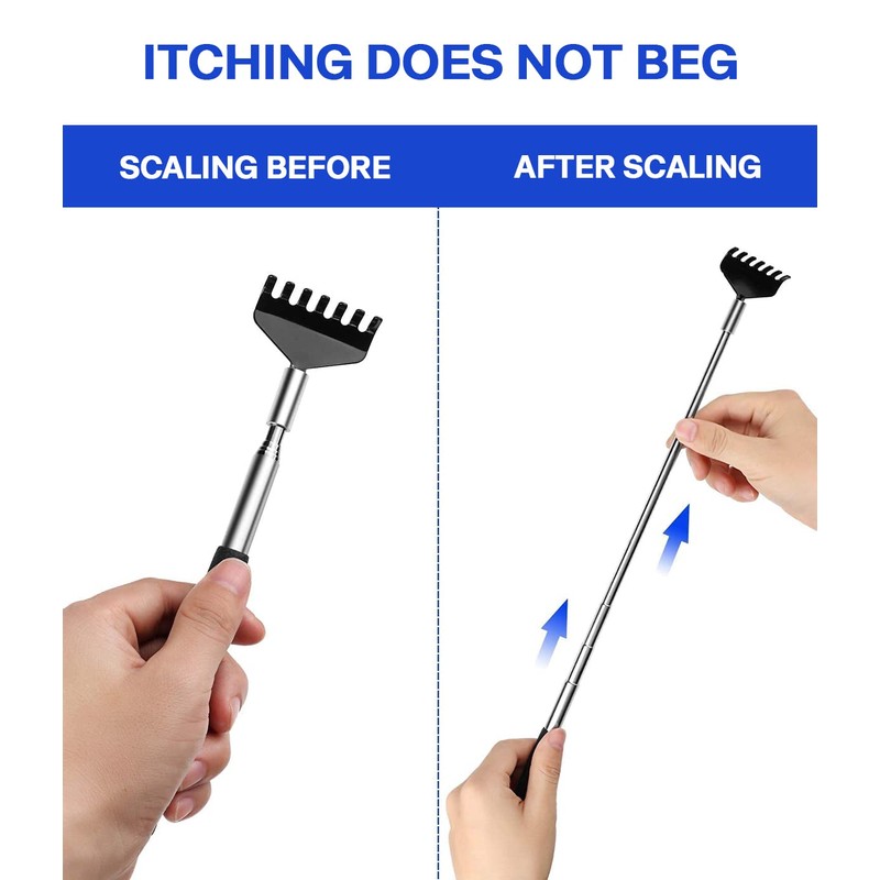 2 Piece Portable Extendable Back Scratcher, Telescopic Scratcher Bear Claw