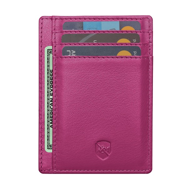 ALLEN & MATE Leather Card Holder Slim Wallet, RFID Blocking