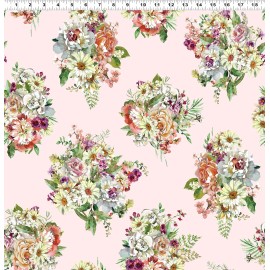 Clothworks Elysium Digital Bouquets Y4187-132 Pink Iron Orchid Clothworks BTHY Quilt fabric