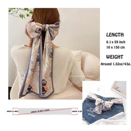 Livrerpi Silk Feeling Head Scarf Fashion Satin Hair Scarf Square Scarves for Women Gifts 27.5×27.5 inches, 04 Light Blue Flower 6.3 X 59 Inch, One Size