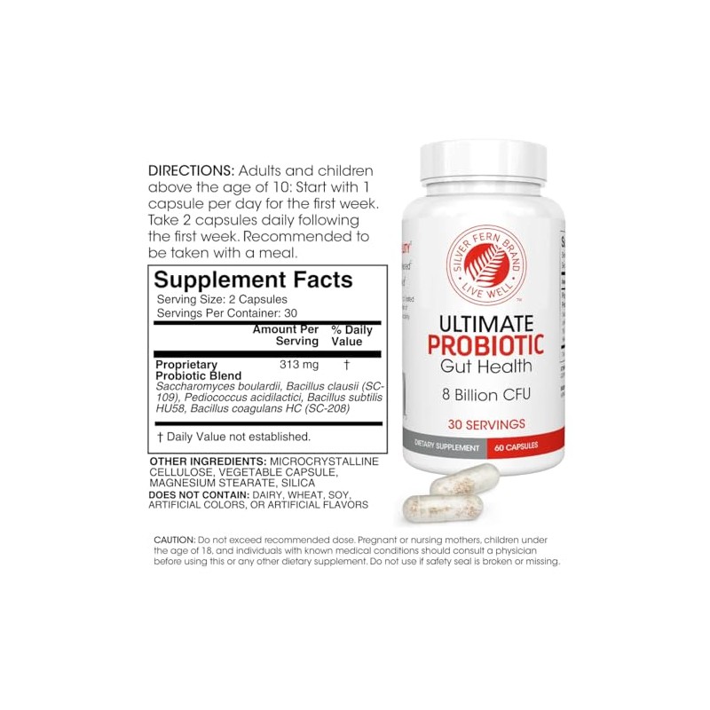 Silver Fern Ultimate Probiotic Supplement Vegicaps - Daily Metabolic Restoration,