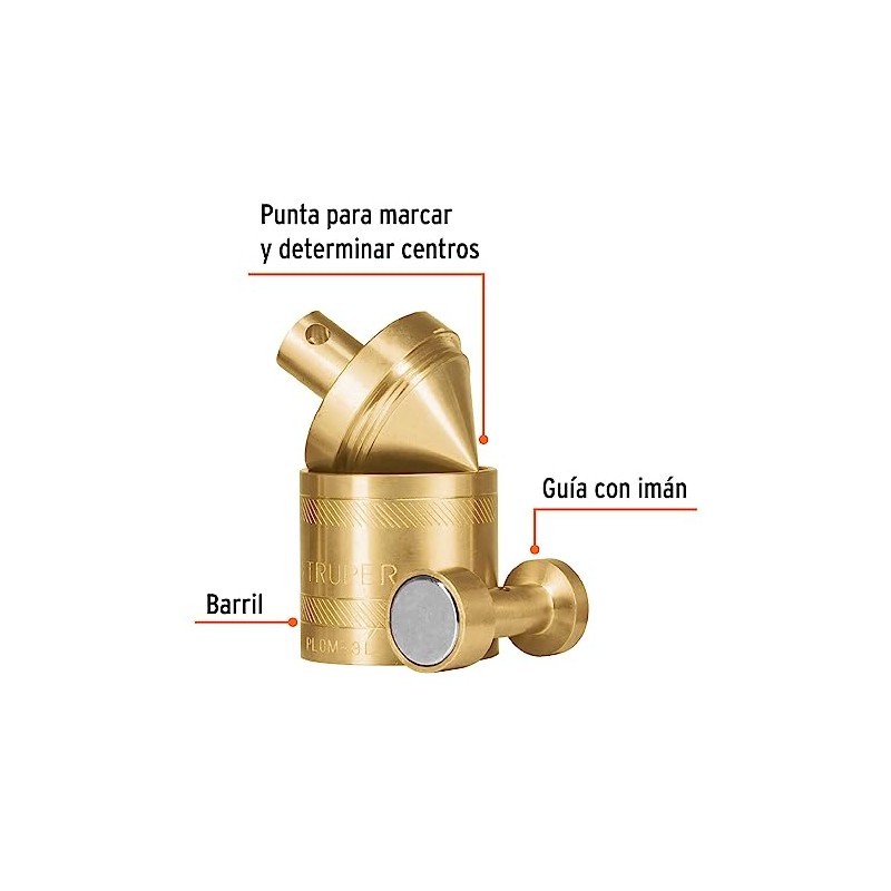 TRUPER PLOM-3L Brass Plumb Bobs w/ Center 12.4 Oz (352