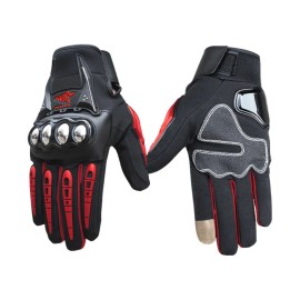 Unbranded Men Motorcycle Motorcross Full Finger Gloves Bicycle Cycling Touch Screen Gloves - M, Red