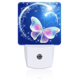Neidius Butterfly Glowing Firework Stars Night Light Plug into Wall with Dusk to Dawn Sensor Energy Efficient LED Nightlight for Women Girls Boys Room Decor,Hallway,Kitchen,Bathroom,Nursery,Stairs