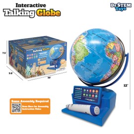 Dr. STEM Toys Interactive Talking Globe with Smart Pen, Game Panel, 300+ Geographic Quiz Questions, Touch & Learn, Music, and More - Educational Toy for Kids Ages 6+