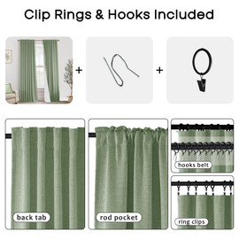 PANELSBURG Nursery Blackout Curtains for Baby Girl Boy,Boho Cottagecore Cottage Core Natural Curtains for Bedroom 96 Inches Long,Sage/Pale Grey Green