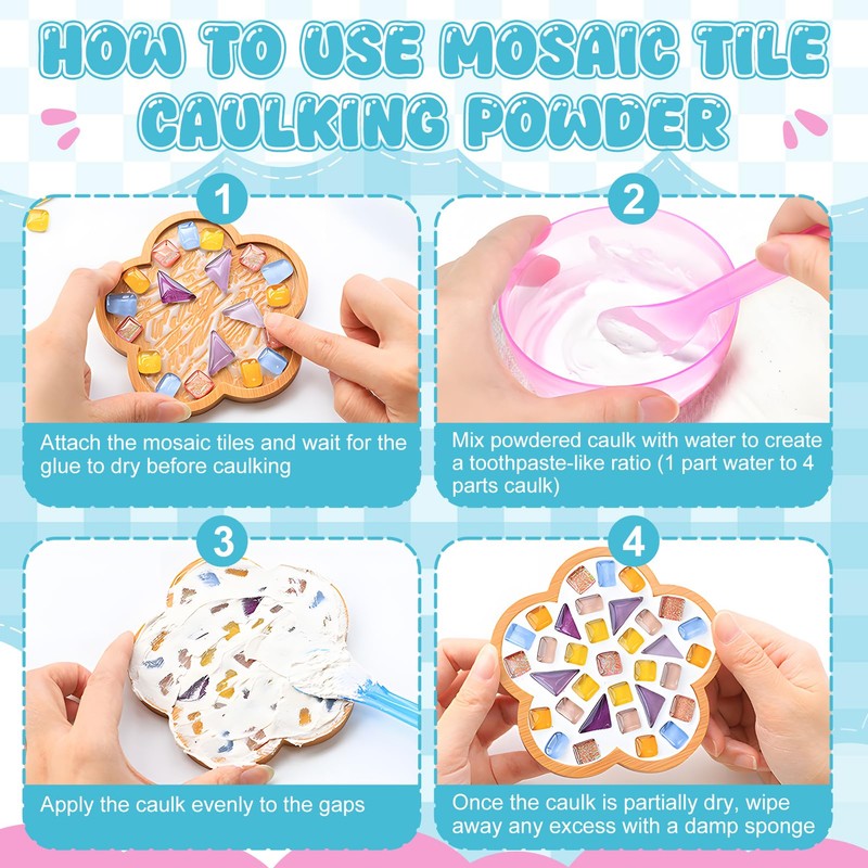 JAOJAO 10.6Oz Mosaic Grout Powder Mosaic Grout for Crafts White