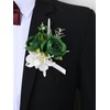 MAFELOE 2Pcs Men Boutonniere Corsage Set, Dark Green(X-G)
