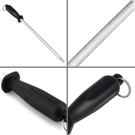 Acowell Honing Steel Knife Sharpening Rod 12 inches, Premium Carbon Steel Knife Sharp...