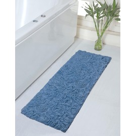 Home Weavers Bell Flower Collection 21"x54" Runner 100% Cotton Tufted Bath Rugs, Extra Soft and Absorbent Bath Rugs, Non-Slip Bath Mats, Machine Washable, Bathroom Bath Mats for Floor, Sky Blue
