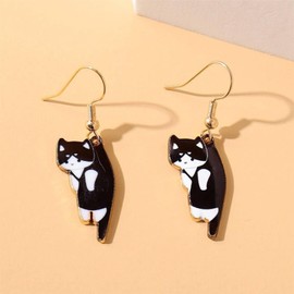 Cat Earrings for Girls Women Cute Enamel Cartoon Kitten Drop Dangle Earring with Hypoallergenic French Hook Sweet Lovely Birthday Gifts Party